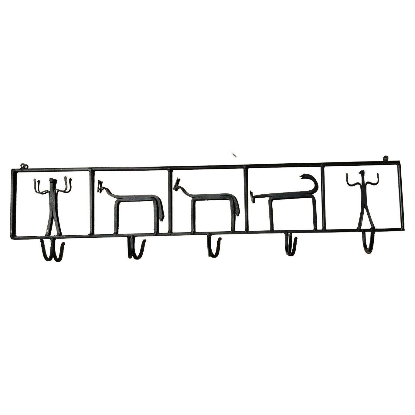 Wall Coat Rack in the Manner of Frederic Weinberg For Sale