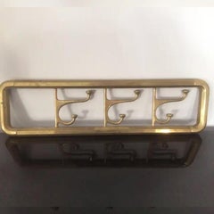 Coat Rack  Art Deco  Brass or Bronze With Three Folding Hooks , France 1930s
