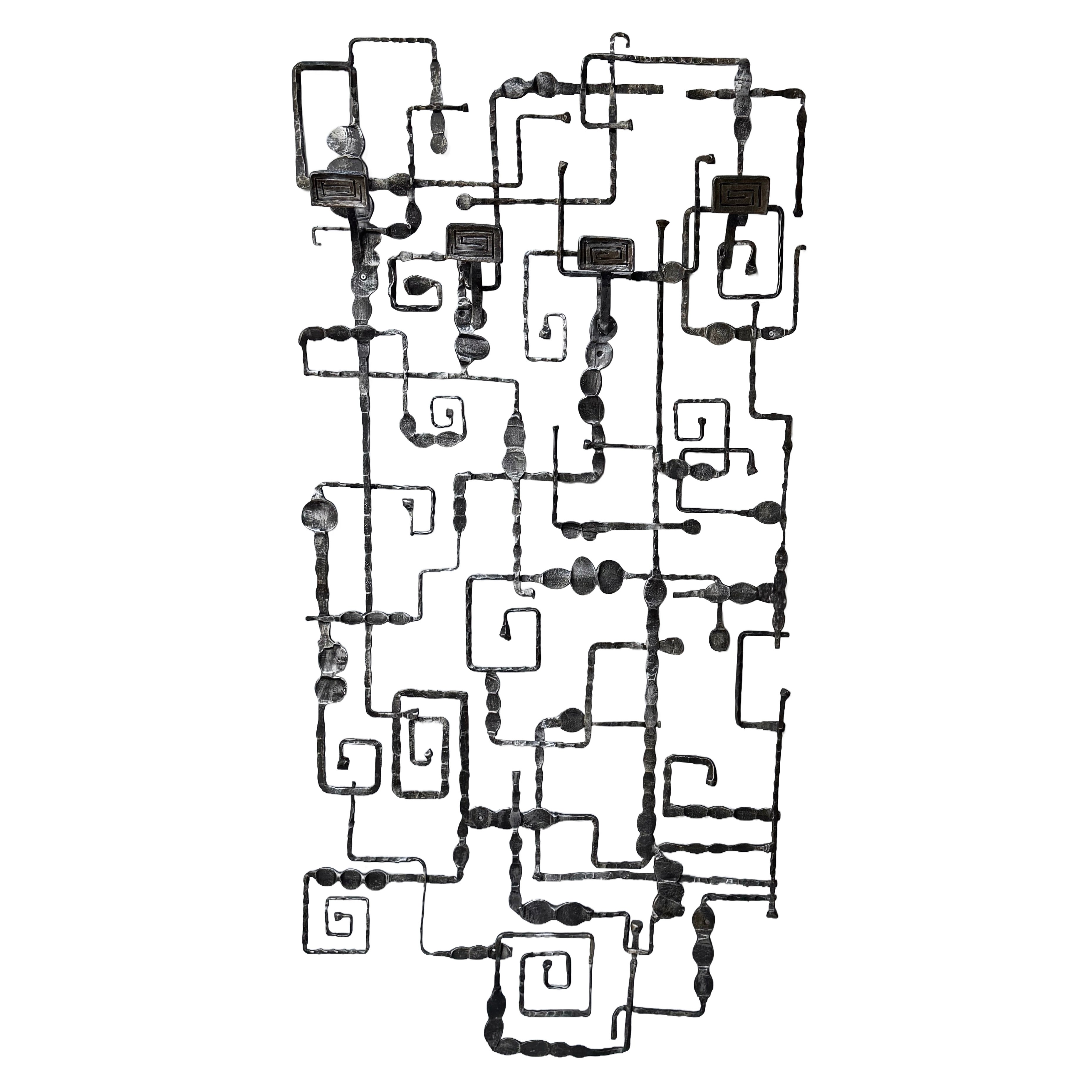 Wandgarderobe Skulptur aus Schmiedeeisen von Pozzebon. Italien, 1970er Jahre