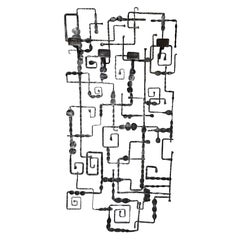 Wall Coat Rack Sculpture Wrought Iron by Pozzebon. Italy, 1970s