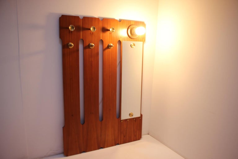 Wall Coat Rack with Lighting, Czechoslovakia, 1960s For Sale at 1stDibs