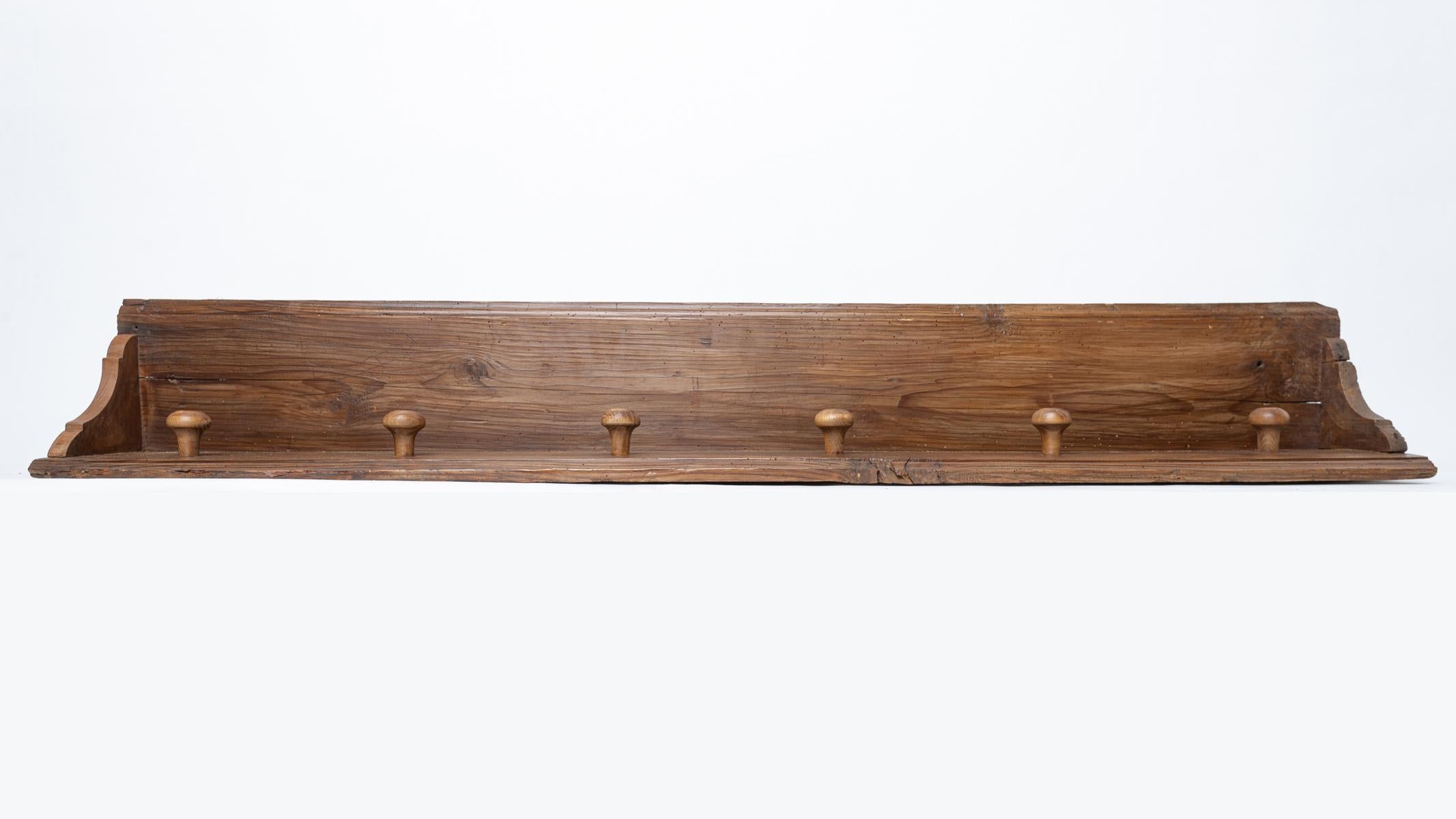 Hand-Crafted Wall Coat Wood Rack for Clothes or Curtain For Sale