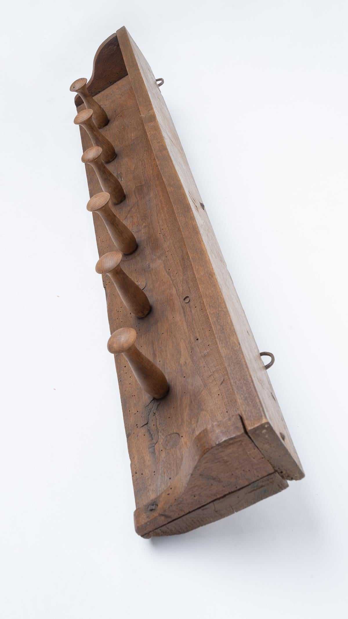 20th Century Wall Coat Wood Rack for Clothes or Curtain For Sale