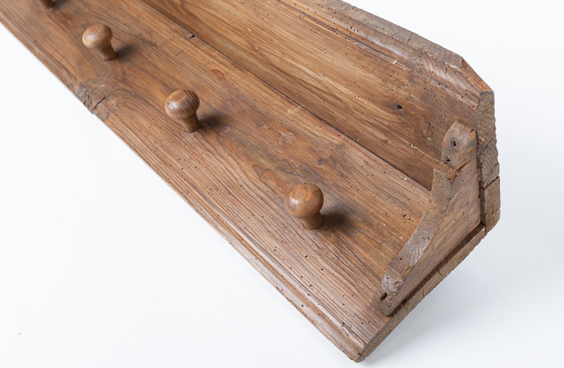 Fruitwood Wall Coat Wood Rack for Clothes or Curtain For Sale