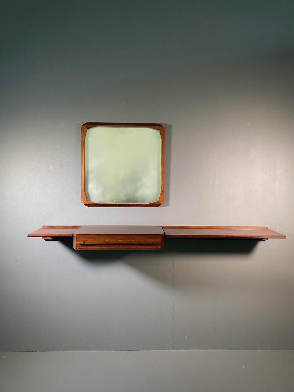 Wall Console and Mirror by Tredici of Pavia i 1950s, Designed by Dino Cavalli 3