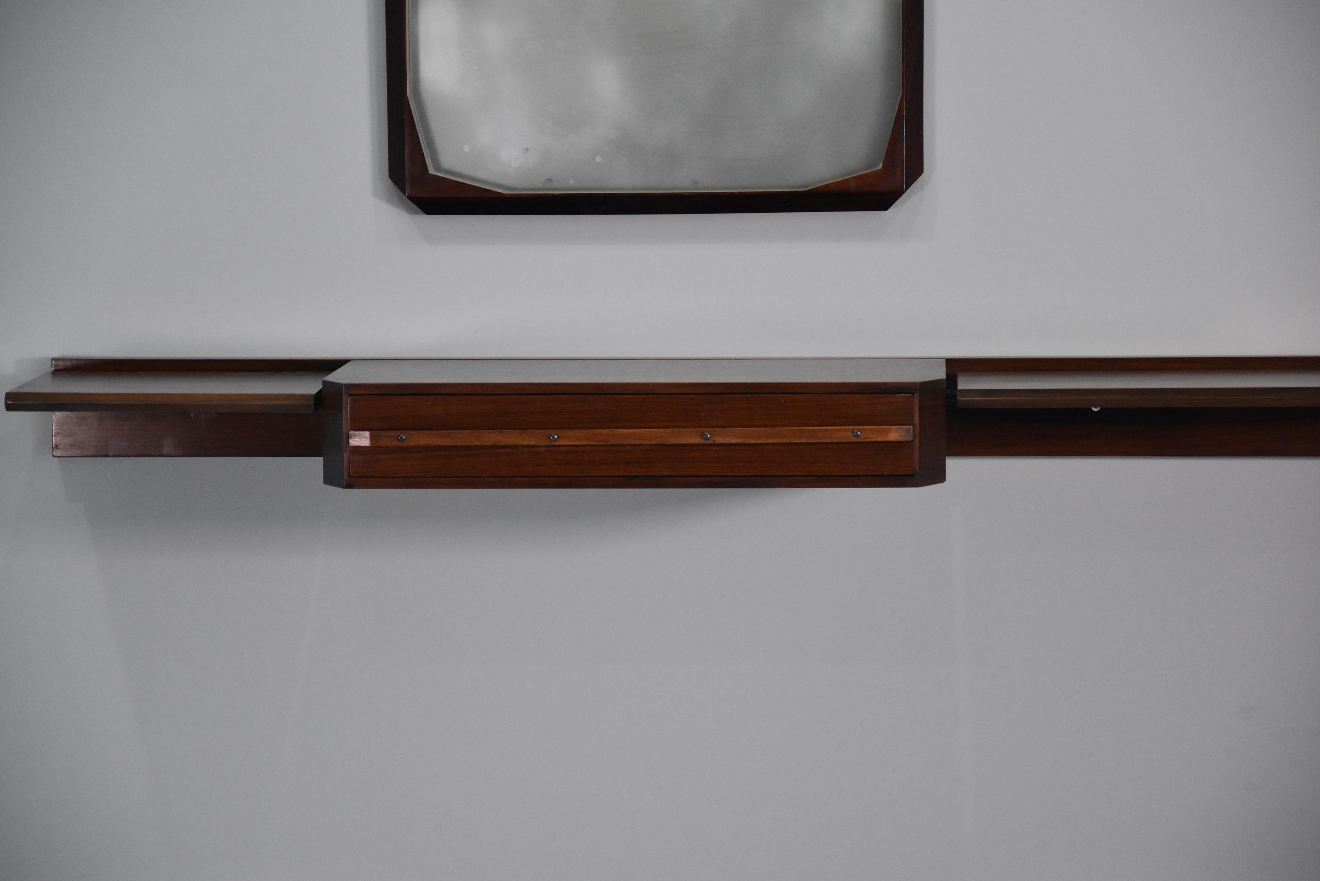Wall Console and Mirror by Tredici of Pavia i 1950s, Designed by Dino Cavalli For Sale 3