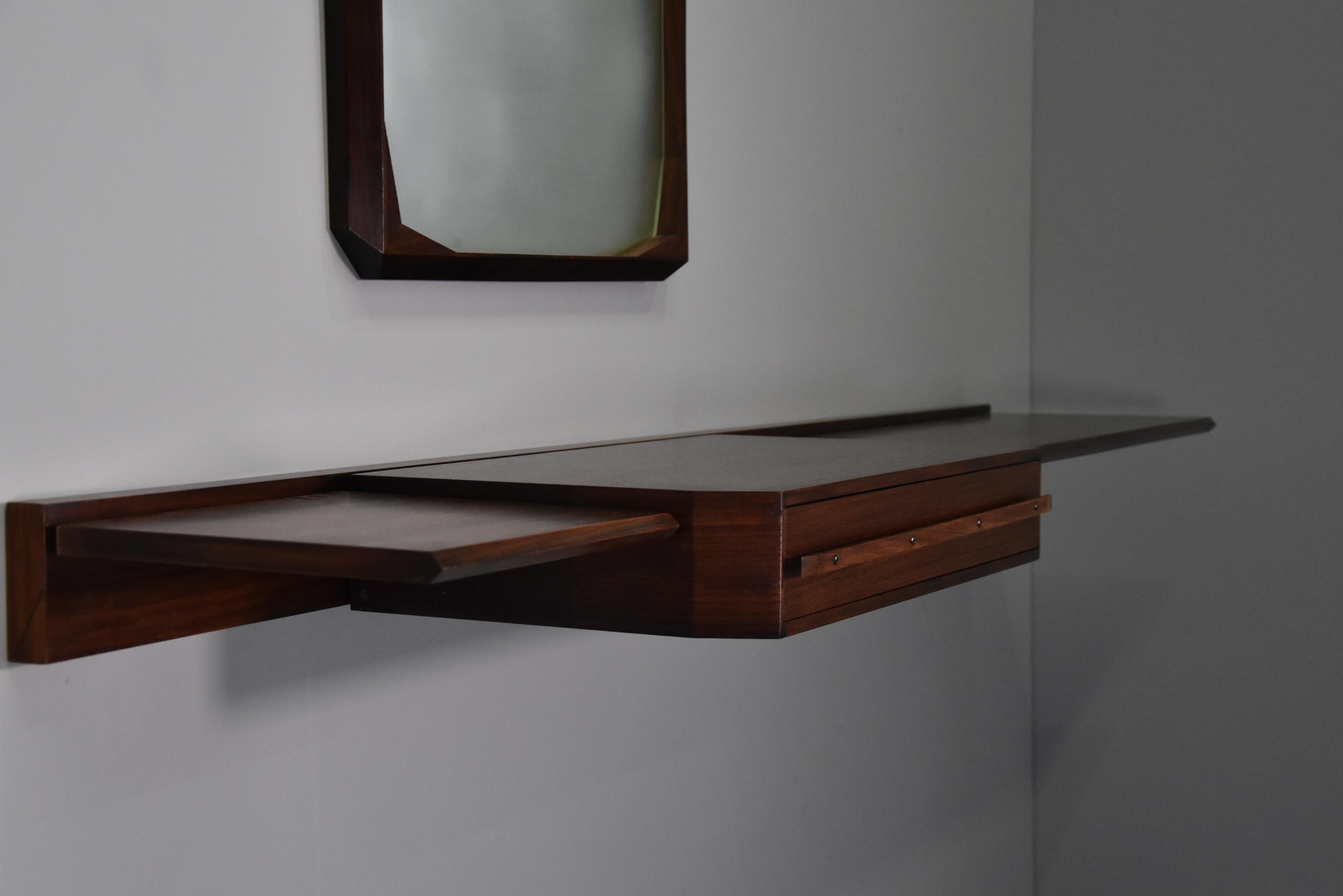 Wall Console and Mirror by Tredici of Pavia i 1950s, Designed by Dino Cavalli For Sale 7