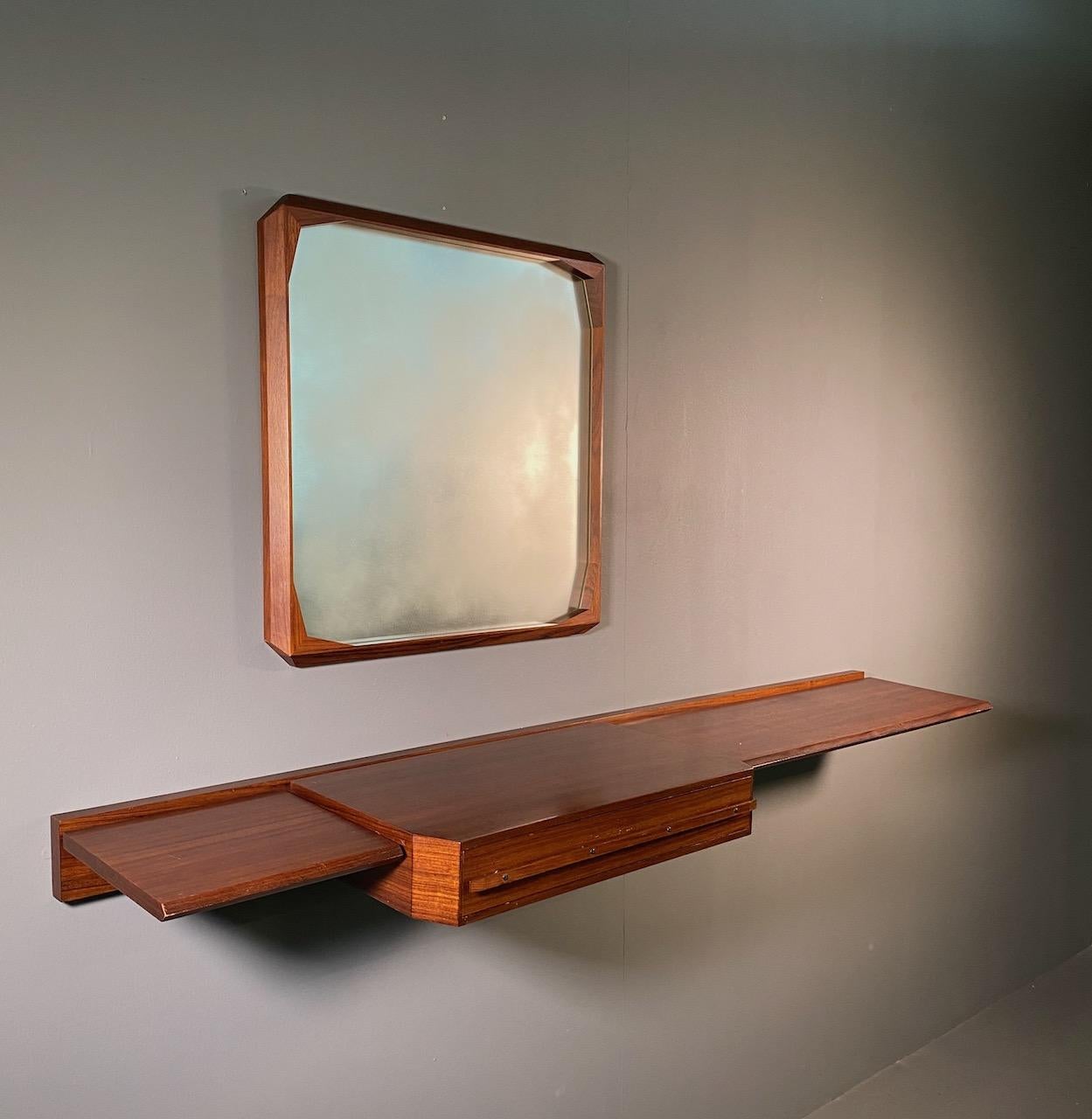 Wall Console and Mirror by Tredici of Pavia i 1950s, Designed by Dino Cavalli 12