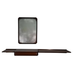 Console da parete e specchio di Tredici di Pavia degli anni '50, disegnata da Dino Cavalli