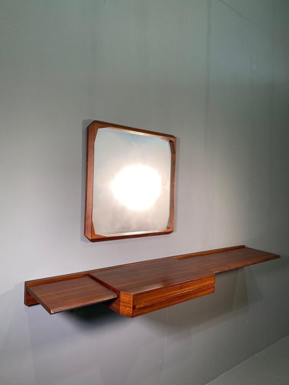 Italian Wall Console and Mirror by Tredici of Pavia i 1950s, Designed by Dino Cavalli