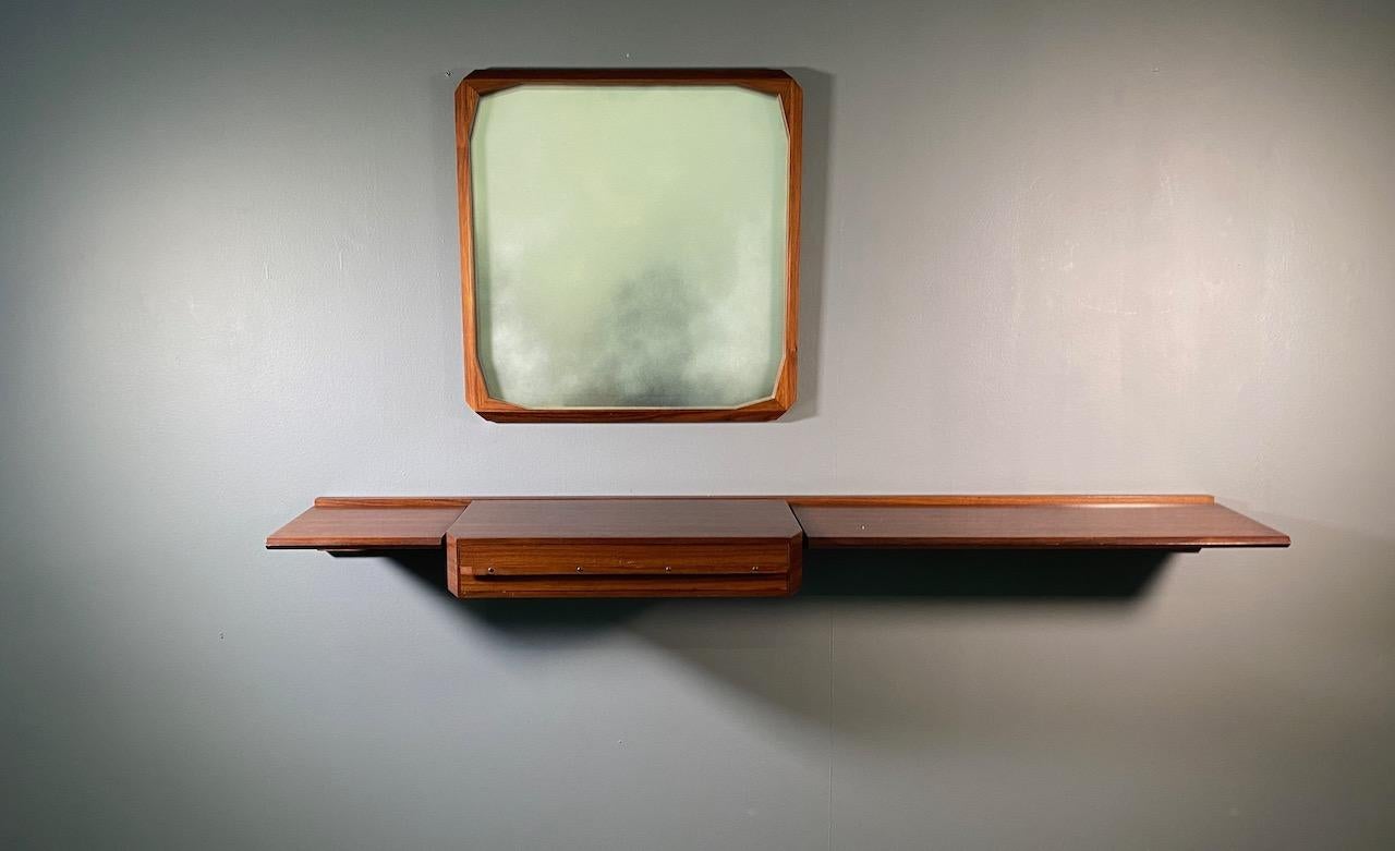 Wall Console and Mirror by Tredici of Pavia i 1950s, Designed by Dino Cavalli 1