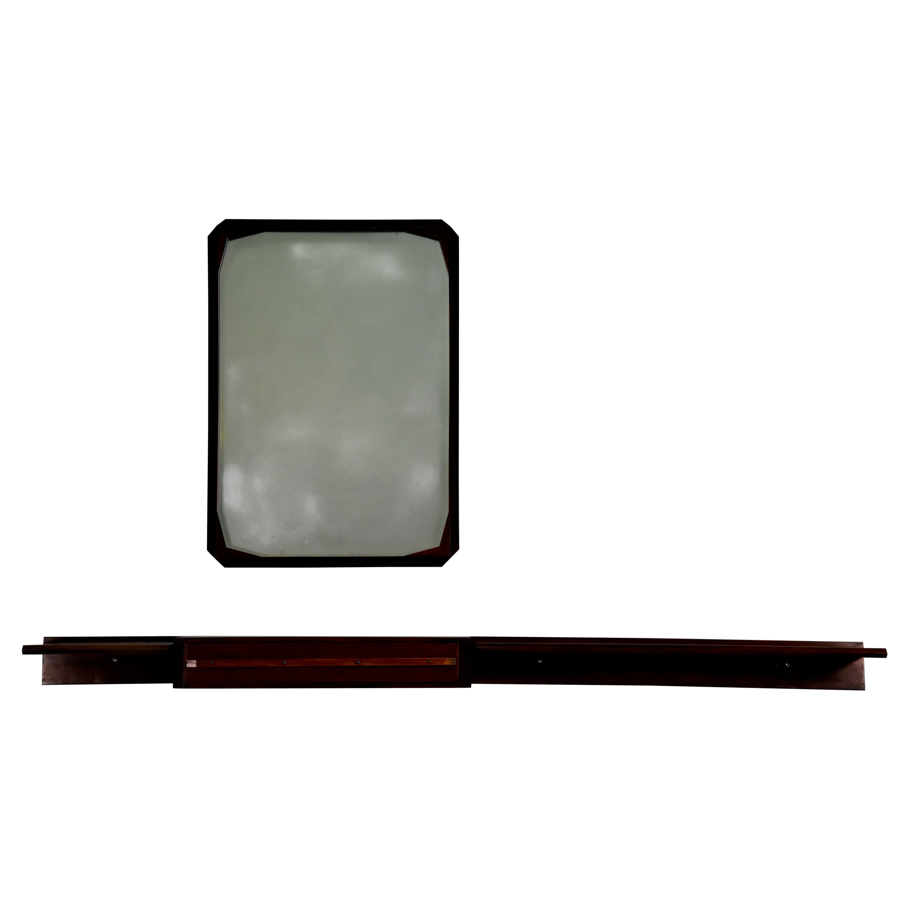 Wall Console and Mirror by Tredici of Pavia i 1950s, Designed by Dino Cavalli