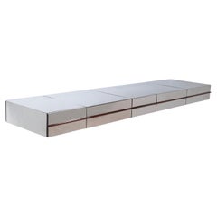 CONSOLE A MURO, TAVOLO DA ABITO Acciaio inossidabile Francia, 1970