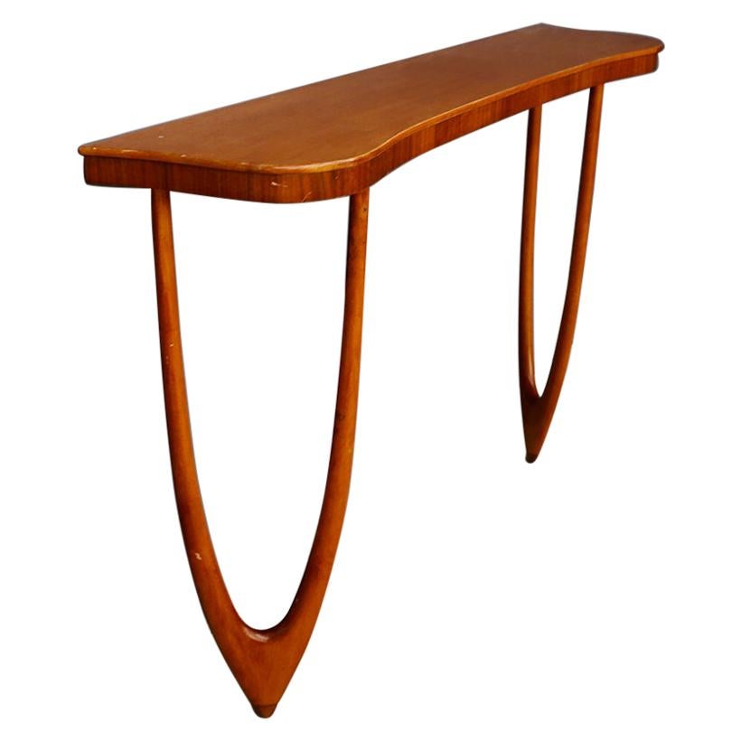 Wall Console Midcentury Attributed to Cesare Lacca in Wood Oak, 1960s