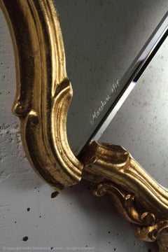 Wall Console Mirror Gold Rococo Baroque Classic Frame Collectible Design Italy