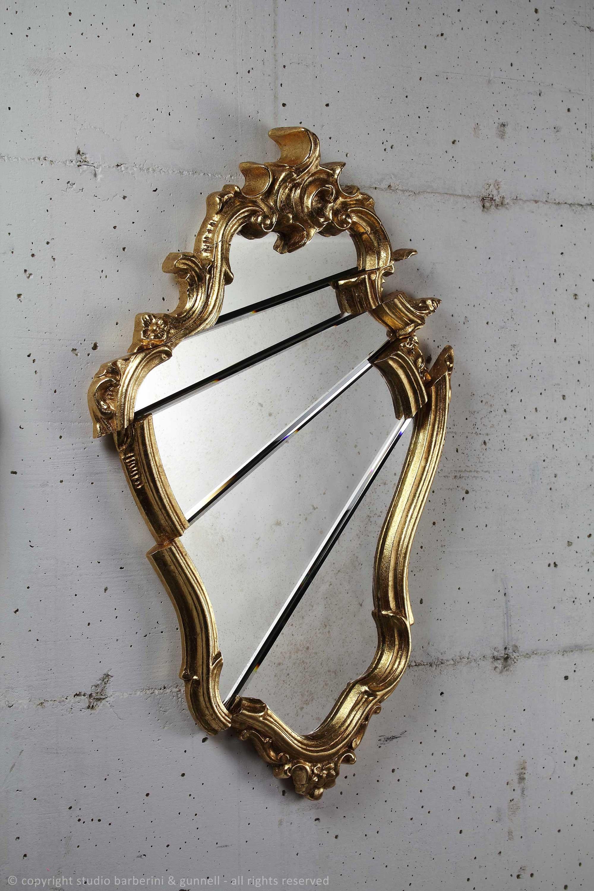 Moderne Wall Console Mirror Gold Rococo Baroque Classic Frame Collectible Design Italy en vente