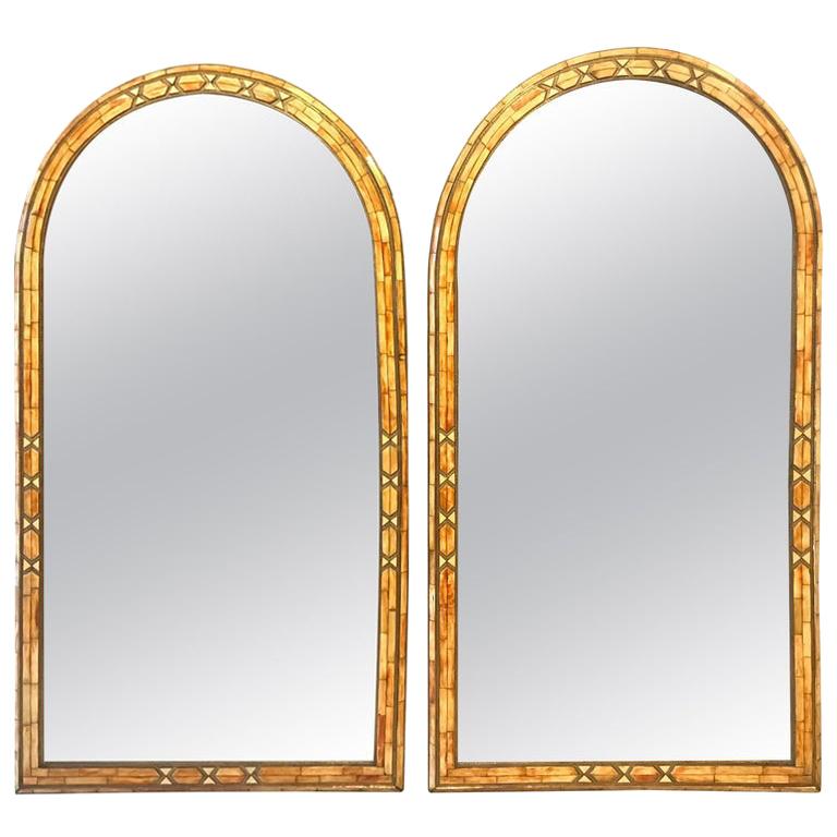 Palatial Moroccan Hollywood Regency Style Wall Console or Pier Mirror, a Pair 