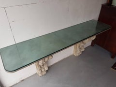 Wall Console Table with 18th Century Sandstone Pillars