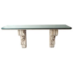 Wall Console Table with 18th Century Sandstone Pillars