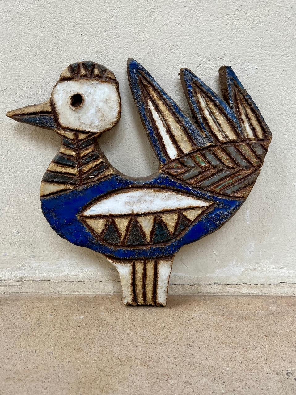 Wanddekoration aus Keramik: „Vogel“. Vallauris „Les Argonautes“ Vallauris. (Moderne der Mitte des Jahrhunderts) im Angebot