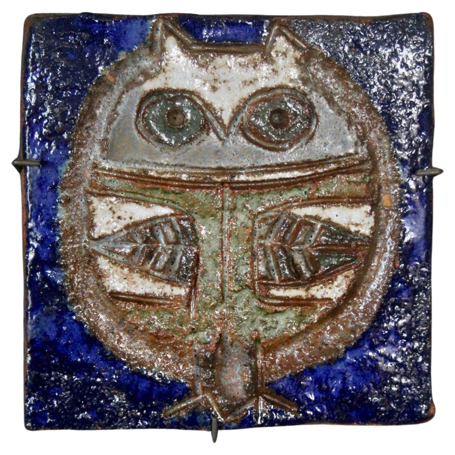 Accroche Murale Céramique Vintage B&D Japan - Ours Chef à Carreaux Bleu