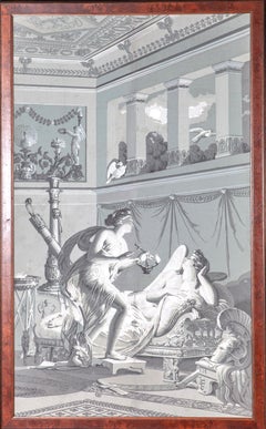 Wall Decoration 'En Grisaille' by Dufour, Paris, France, 19th Century