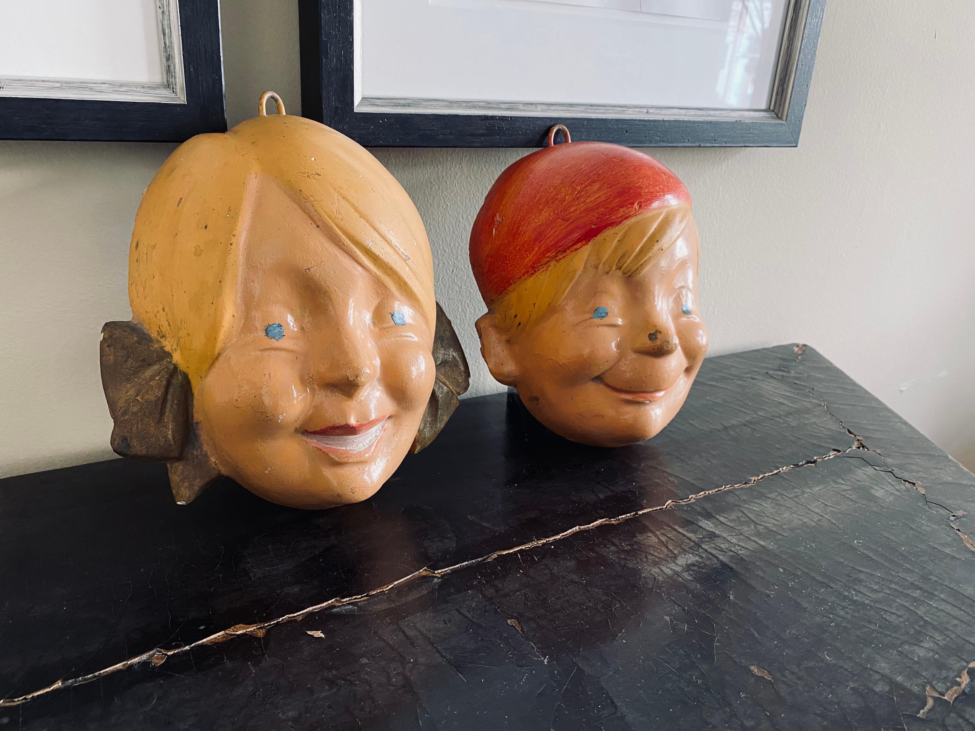 French Wall Decoration for the Children's Room in the Form of Children's Masks