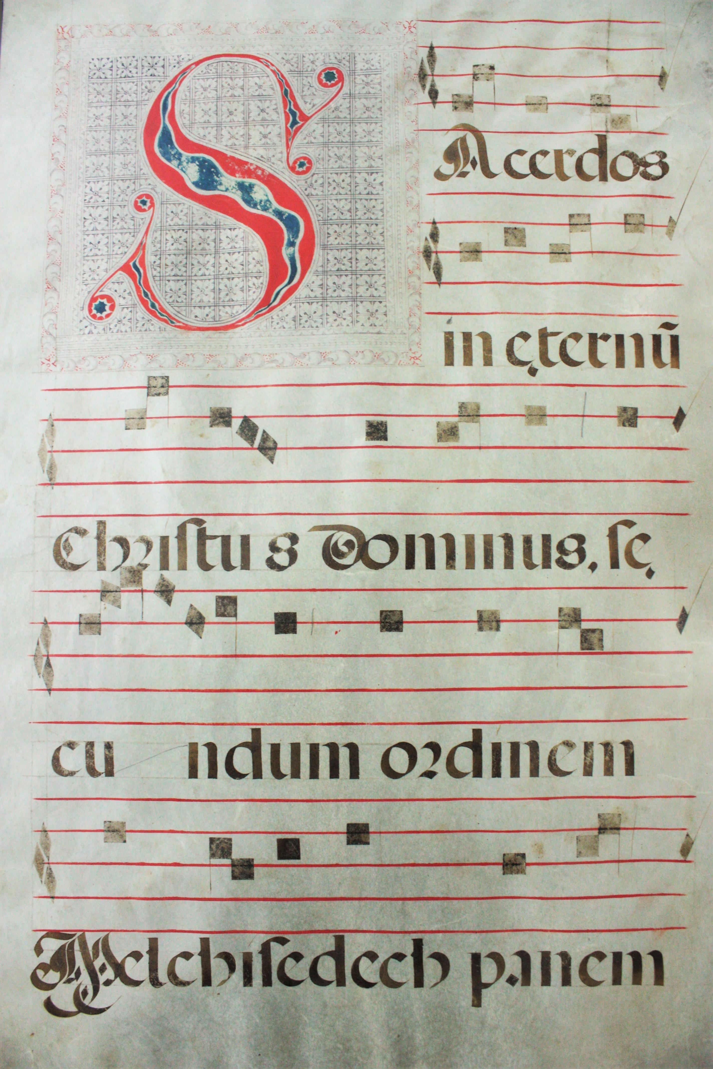 Wall Decoration Gregorian Chant on Parchment Sheet For Sale 2