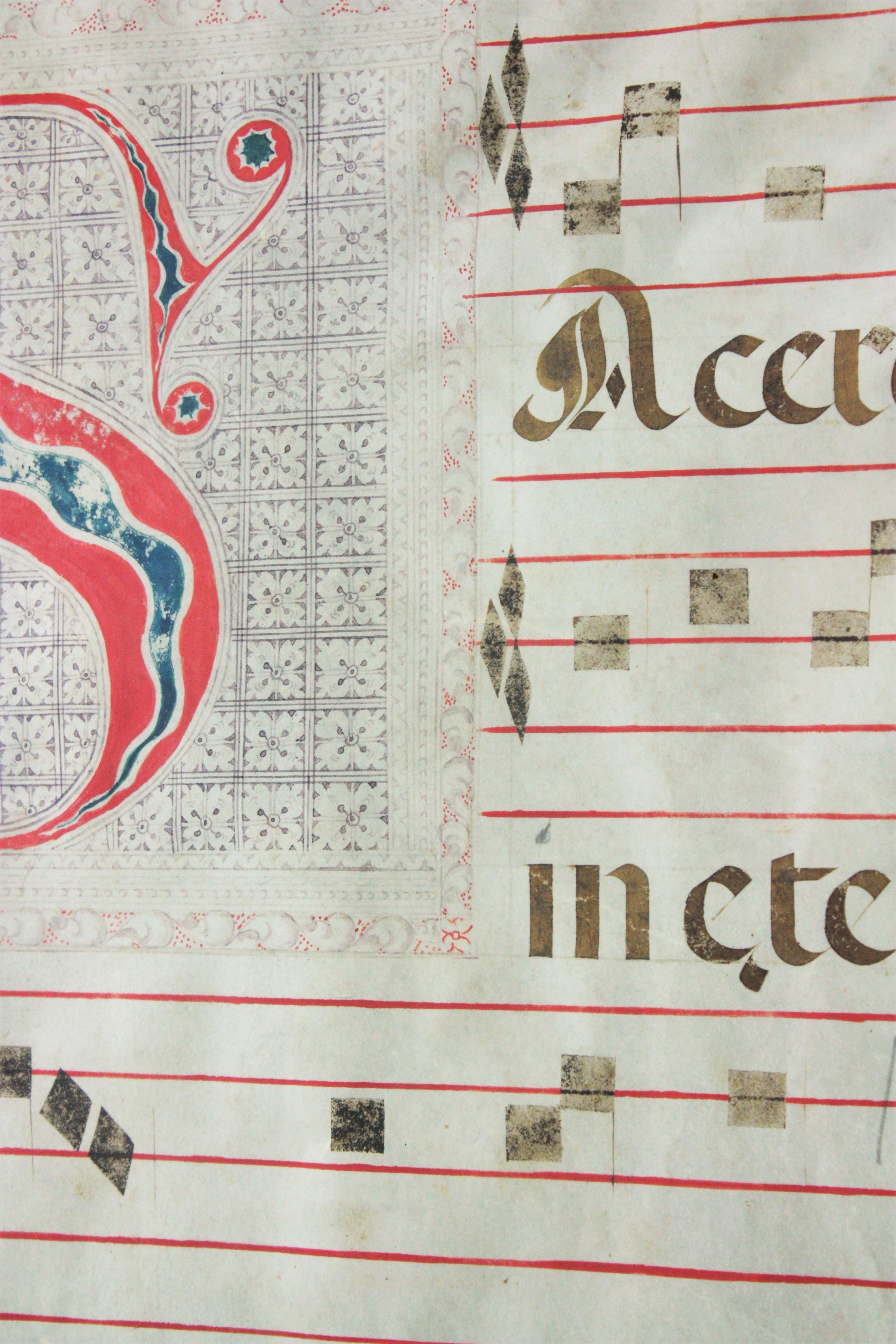 Gregorianisches Chant auf Pergamentblech für Wandschmuck im Zustand „Gut“ im Angebot in Barcelona, ES