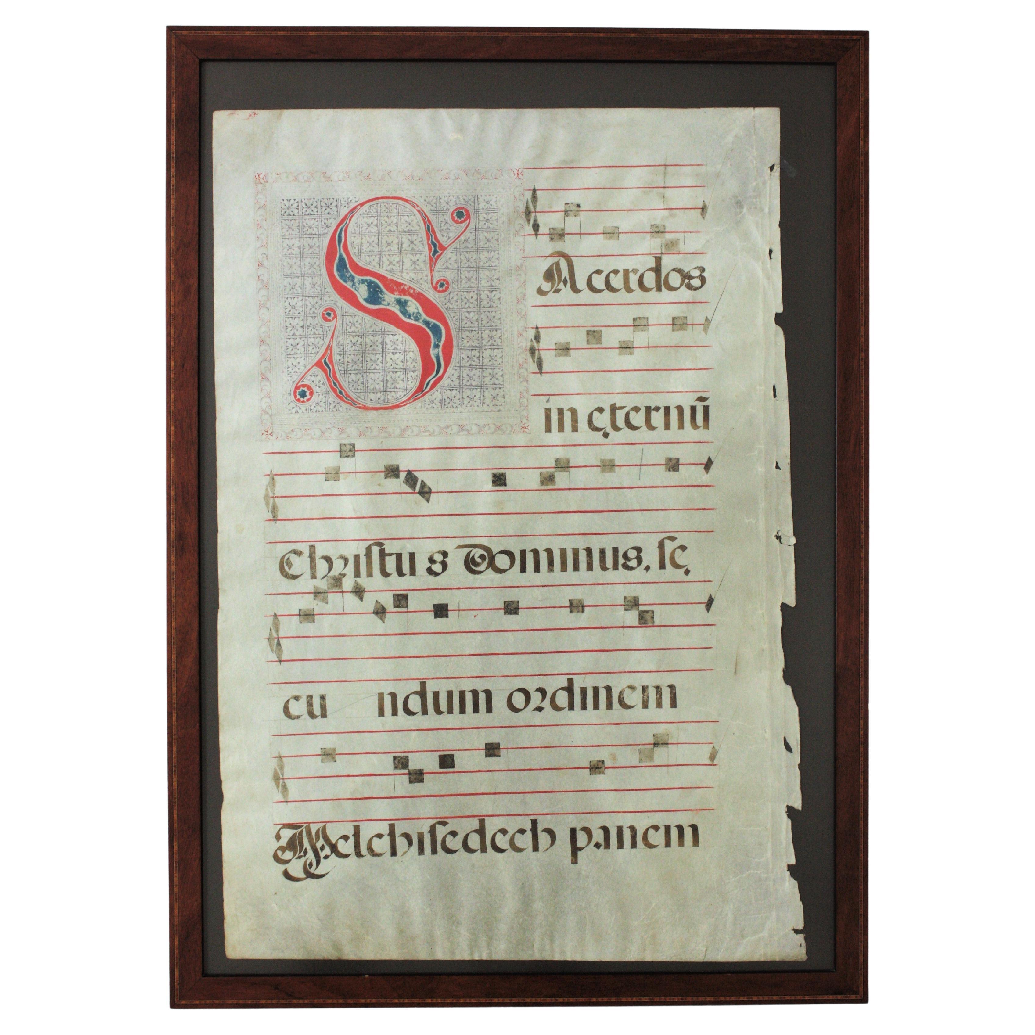 Wall Decoration Gregorian Chant on Parchment Sheet For Sale