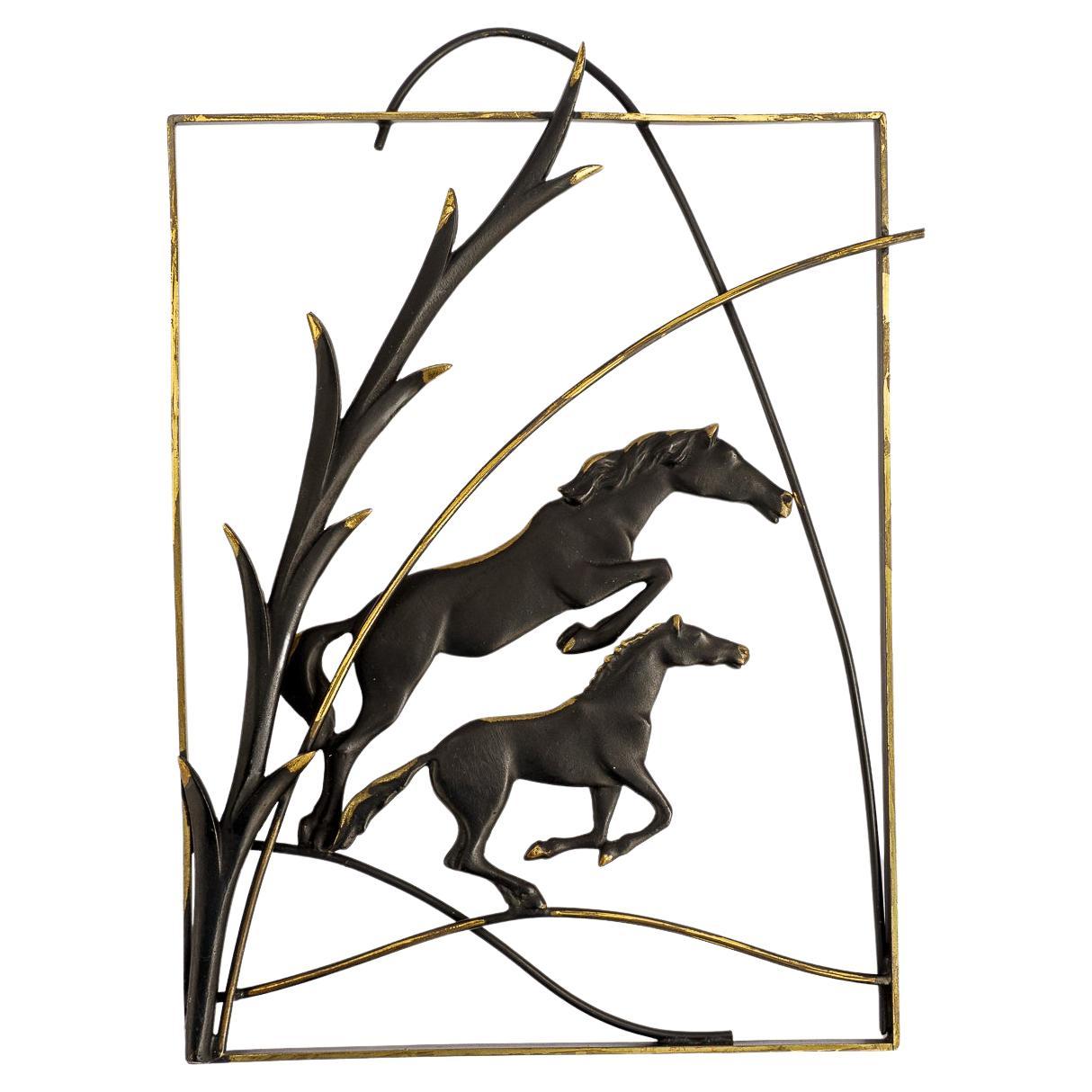 Wall Decoration "Horses" by Hertha Baller Vienna Around 1950s For Sale