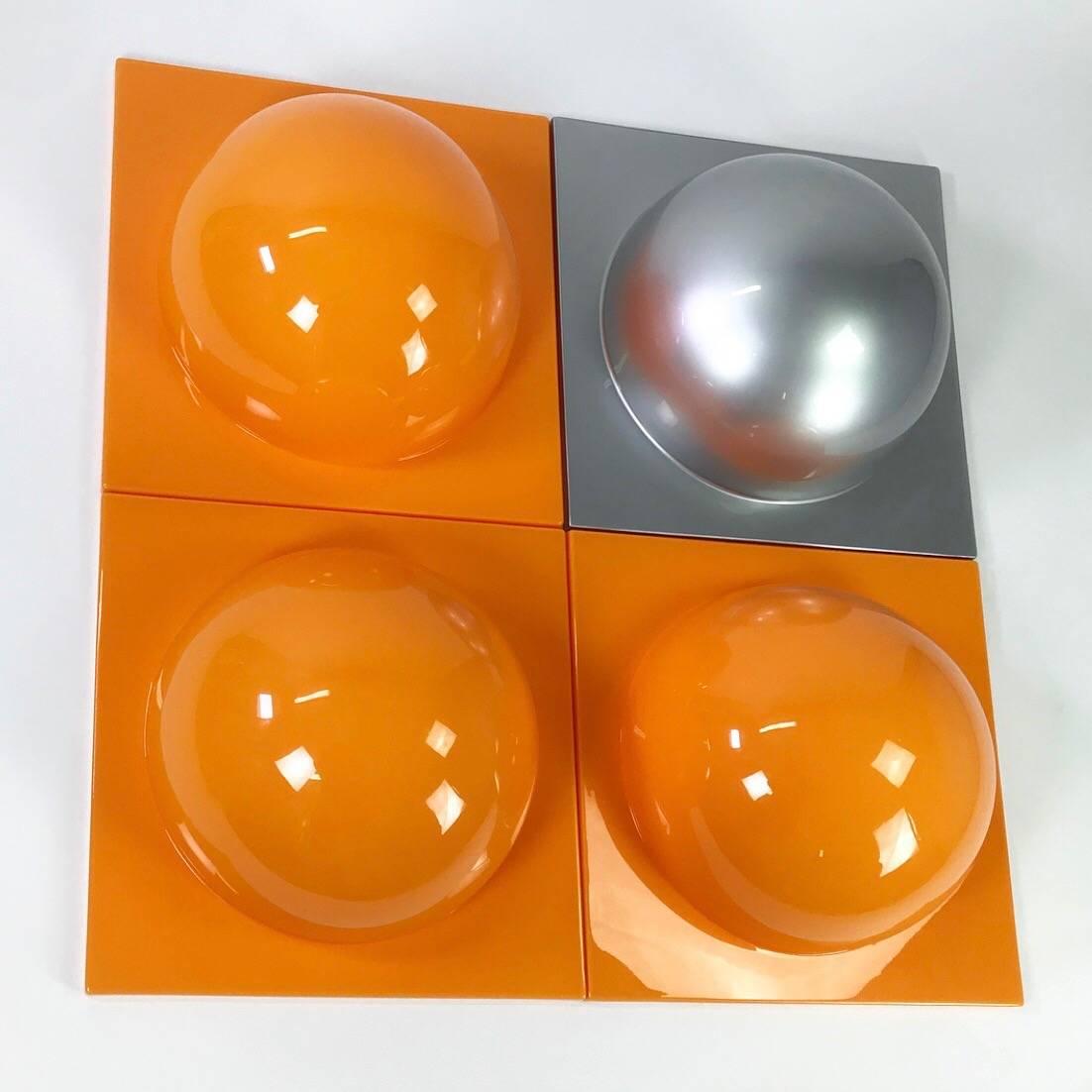 Now here is something you won’t come across each day: Large bubble wall decoration pieces attributed Verner Panton, mid-1970s. 

These cool plastic pieces are in absolutely good condition and will be perfect for your contemporary home. 

If you