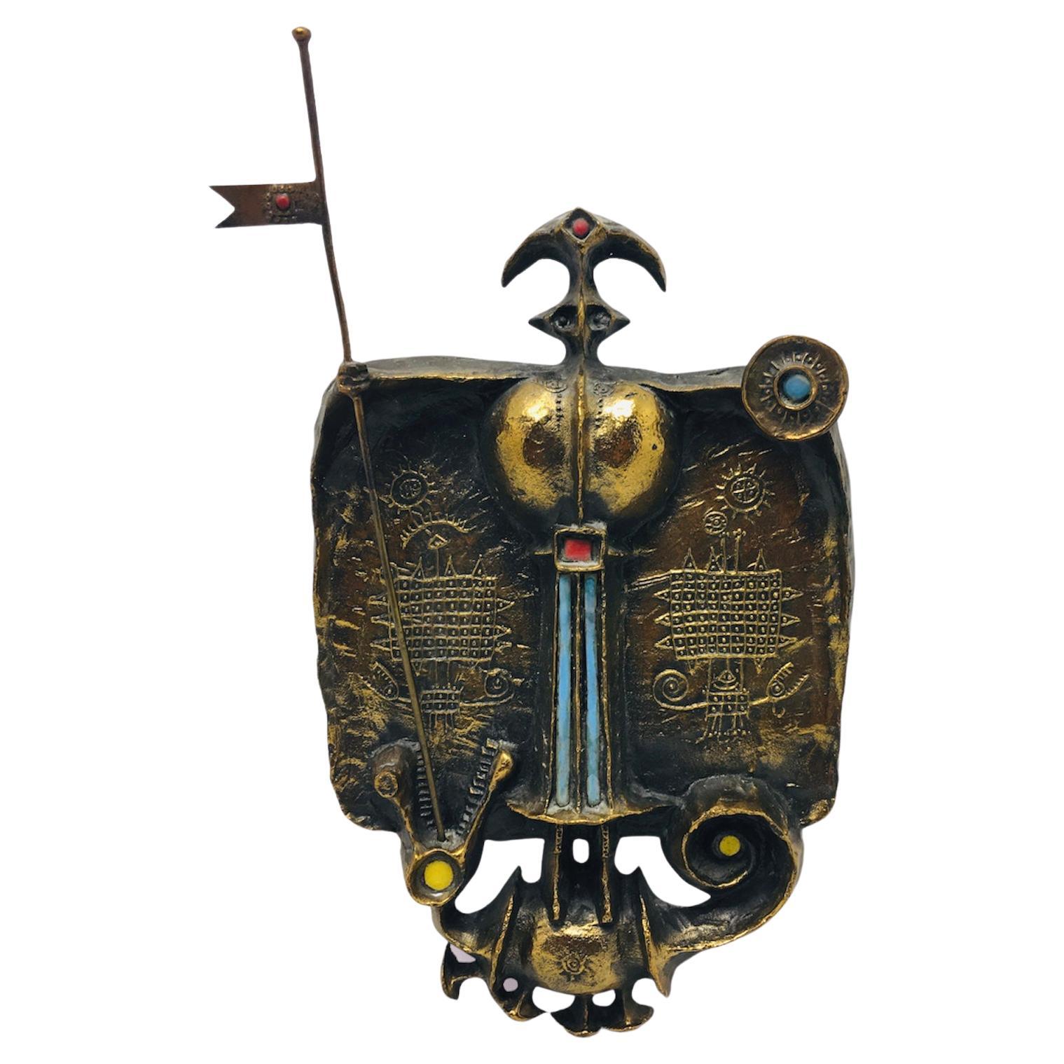 Mid-Century Metal Abstract Wall Sculpture "Saint George the Dragon Slayer" 1960s For Sale