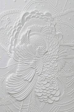 Wall Decorative Blue Butterflies Dance Sculpture on Solid Wood Carved Board