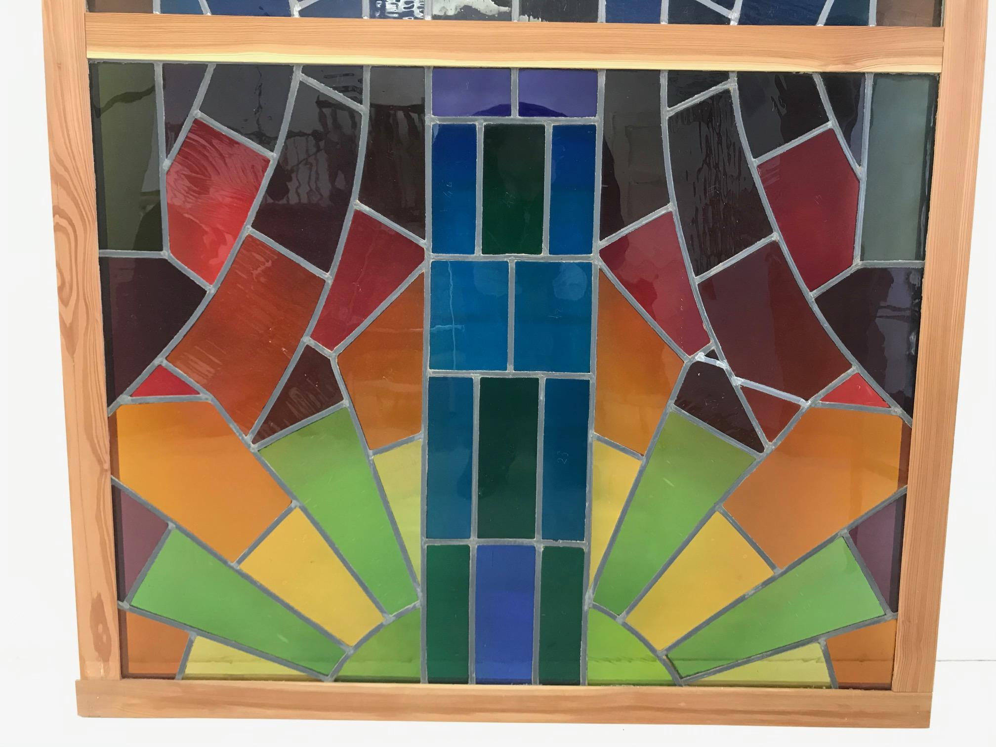 Wall Decorative Panel, Large Stained Glass, 1950 In Excellent Condition In Perpignan, FR