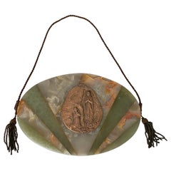 Wall Decorative plate in Onyx and brass Art deco Style France Circa 1940