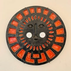 Wall Decorative Round Sunny Face Ceramic, circa 1970, France.