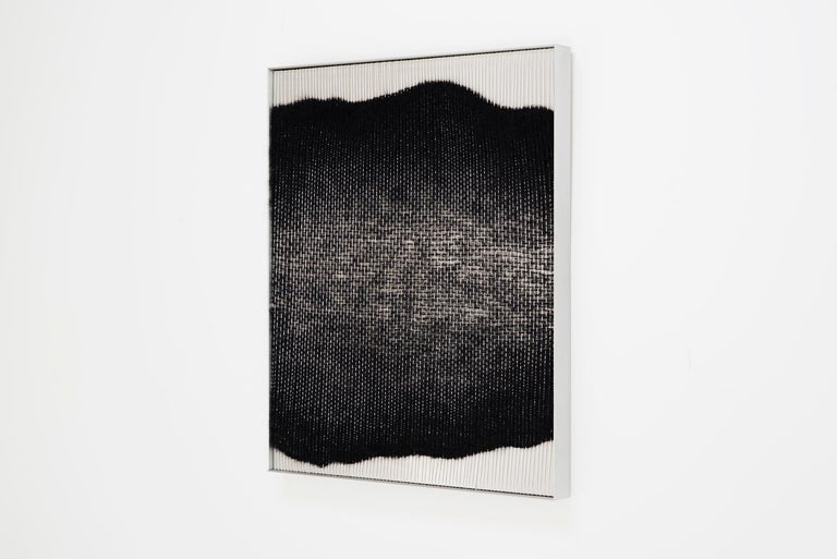 Wall Fiber Art, Black Live Edge Form, by Mimi Jung, LA, 2018 For Sale