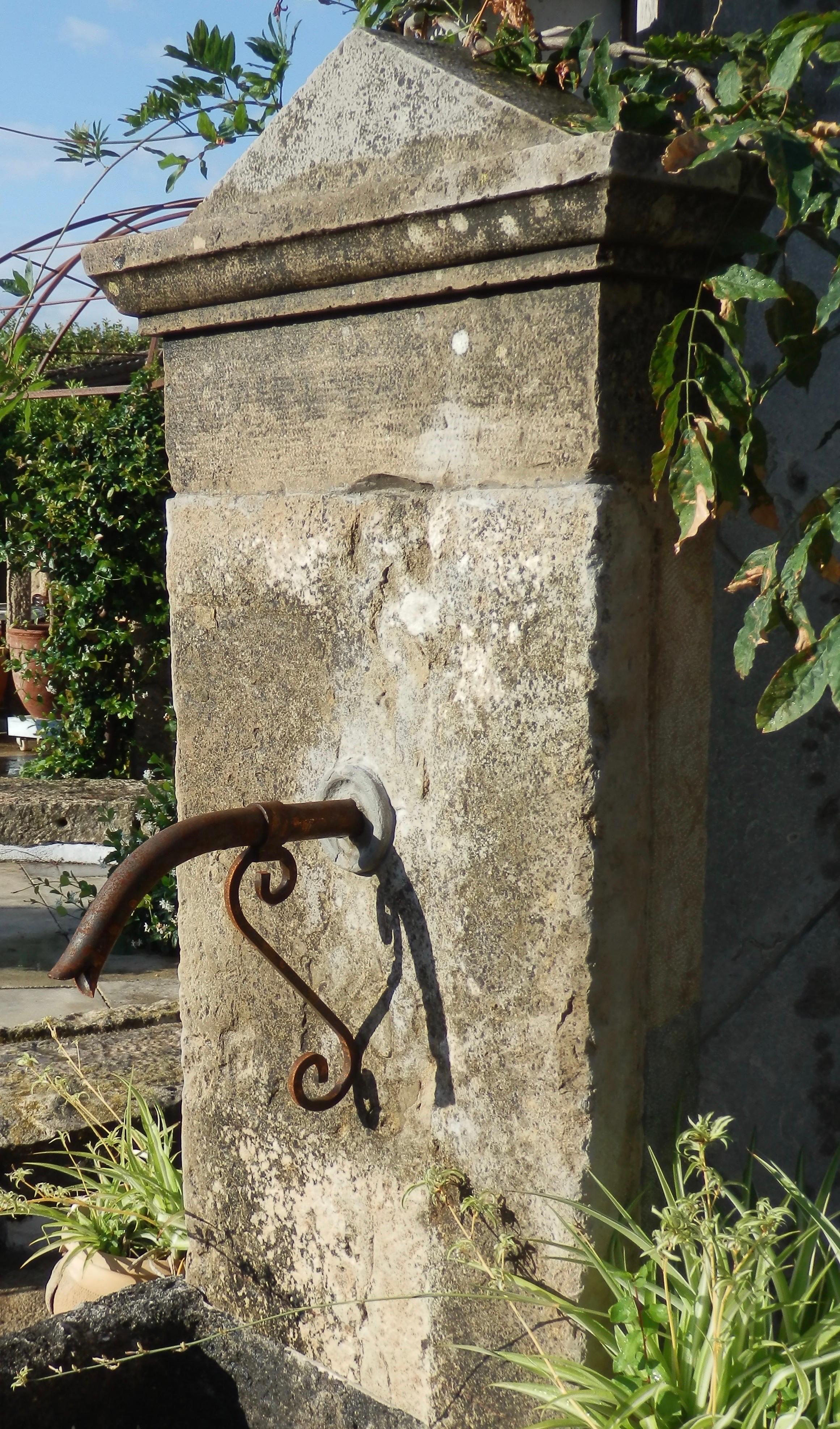 Contemporary Wall fountain created from ancient  limestone elements For Sale