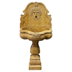 Wall Fountain of Carved Siena Marble with Bacchus or Dionysus Relief from Italy