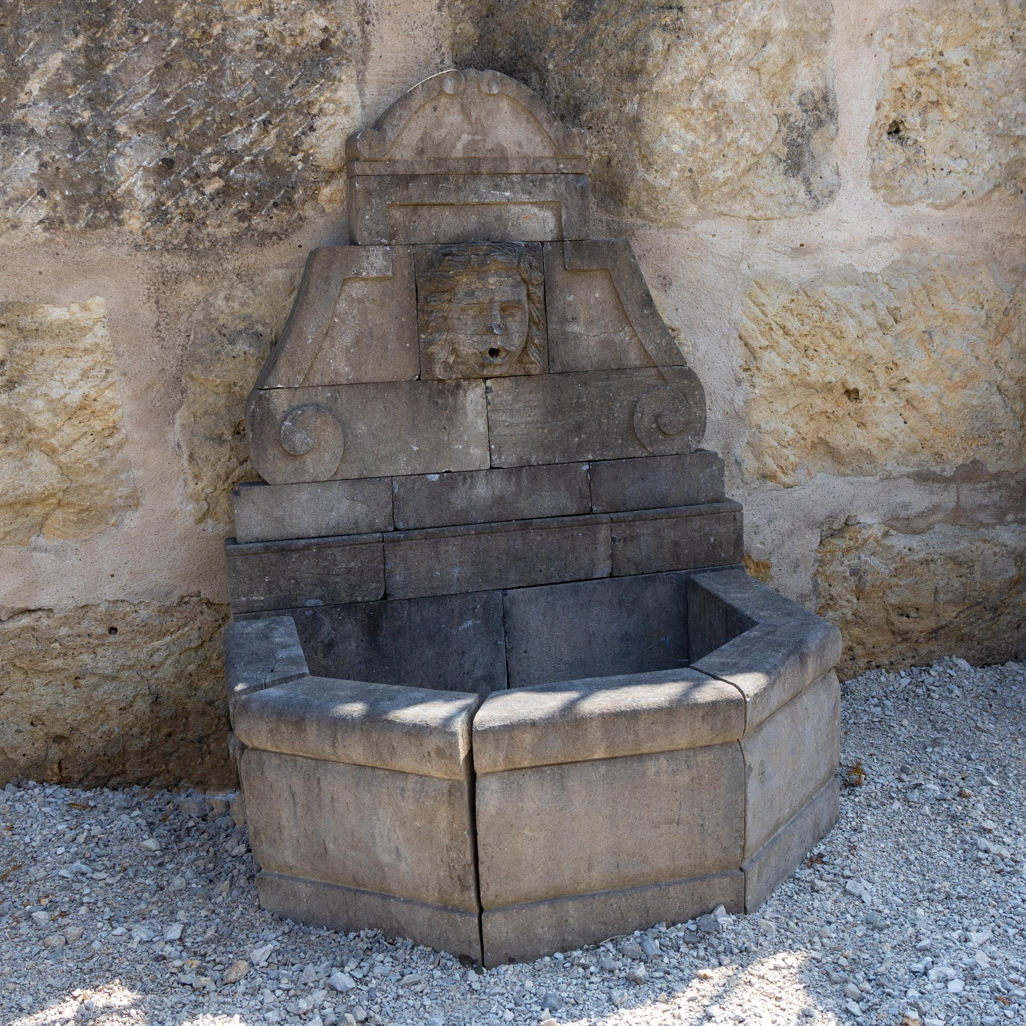 Contemporary Wall Fountain with Mascaron For Sale