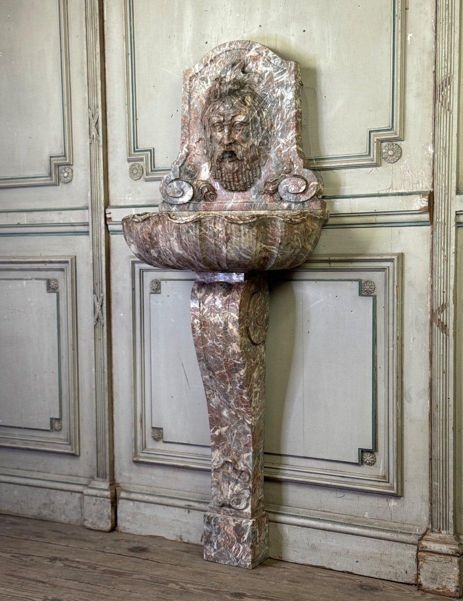 Wall Fountain With Mask, Rance Marble, 19th Century For Sale 8