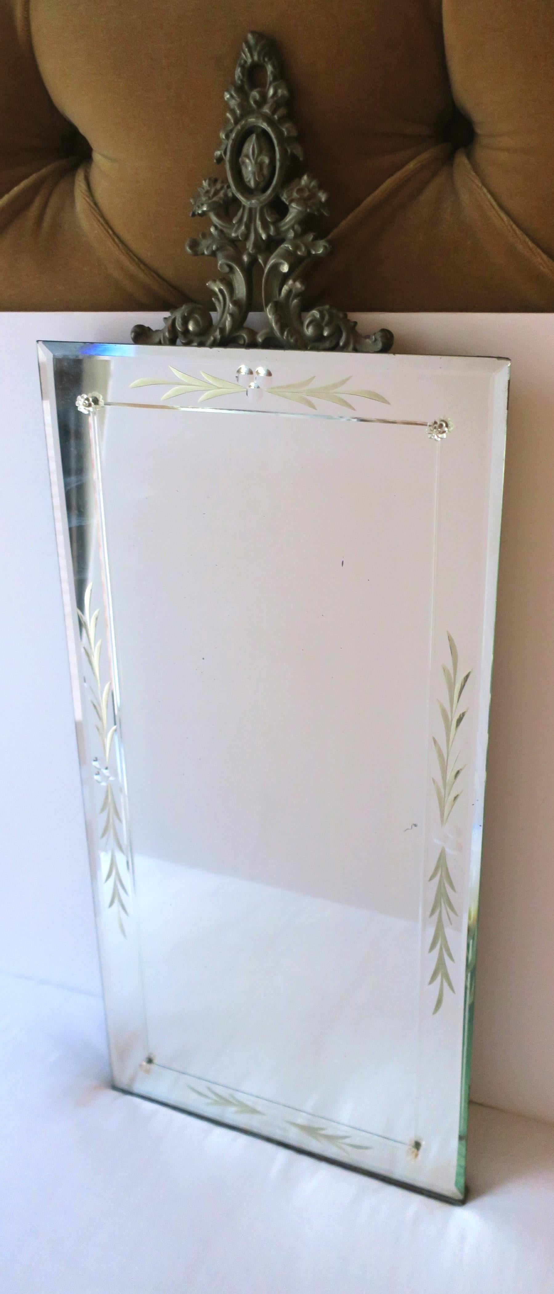American Wall Hall Foyer Vanity Mirror with Etched Design For Sale