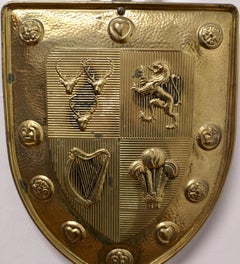 Wall Hanging Arts and Crafts Brass Shield with Sword