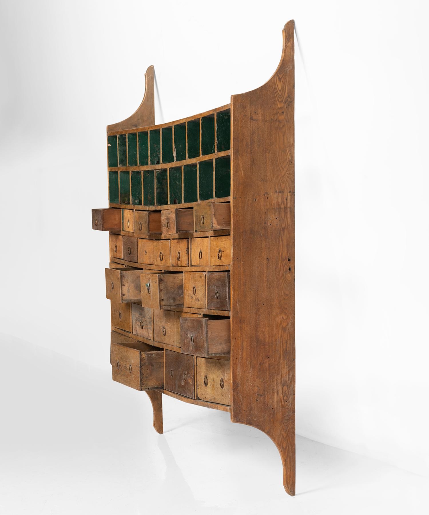 19th Century Wall Hanging Bank of Drawers
