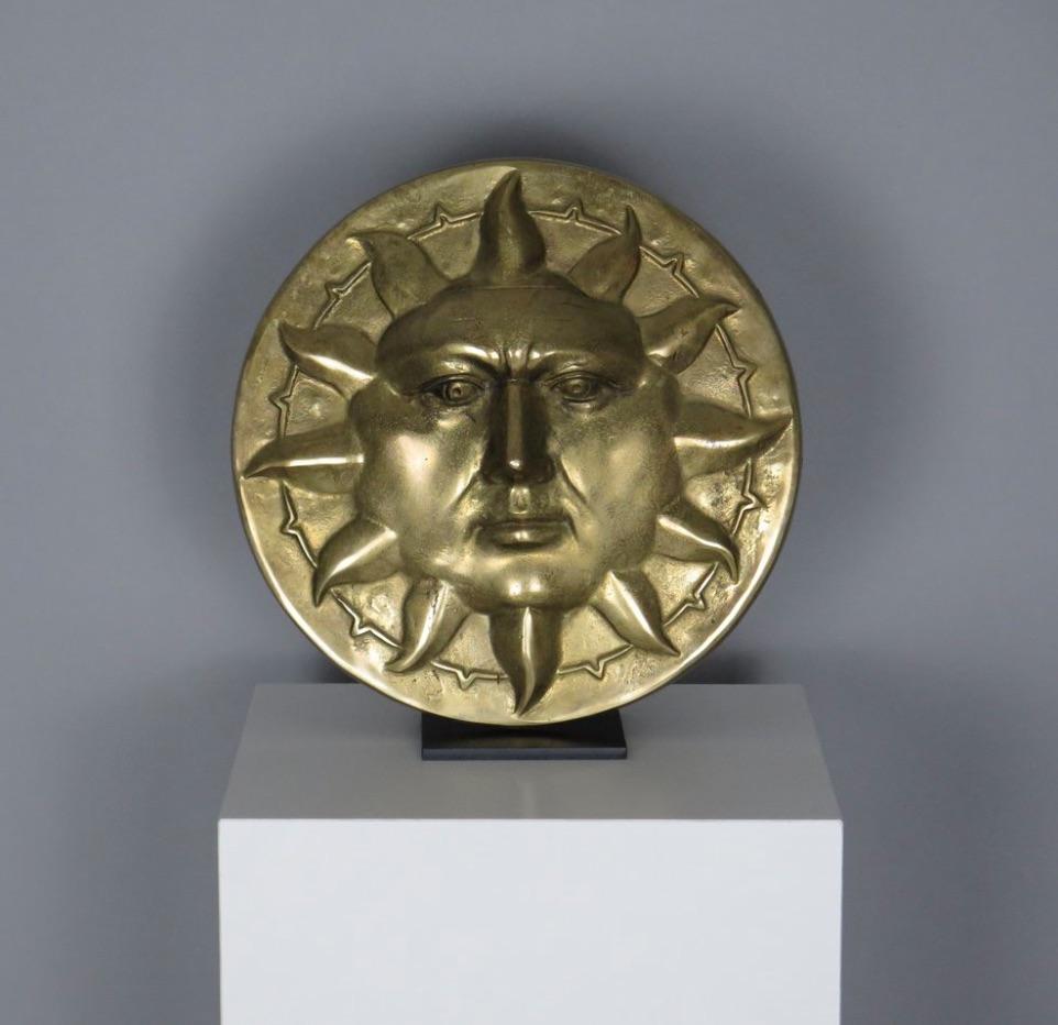 Rustic Wall-Hanging Brass Sun Orb For Sale