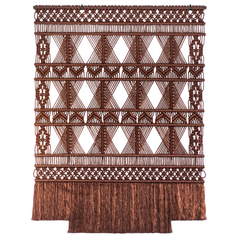 Wall Hanging Brown Metallic, Macrame Art, WallArt, Fiber Art, Wall