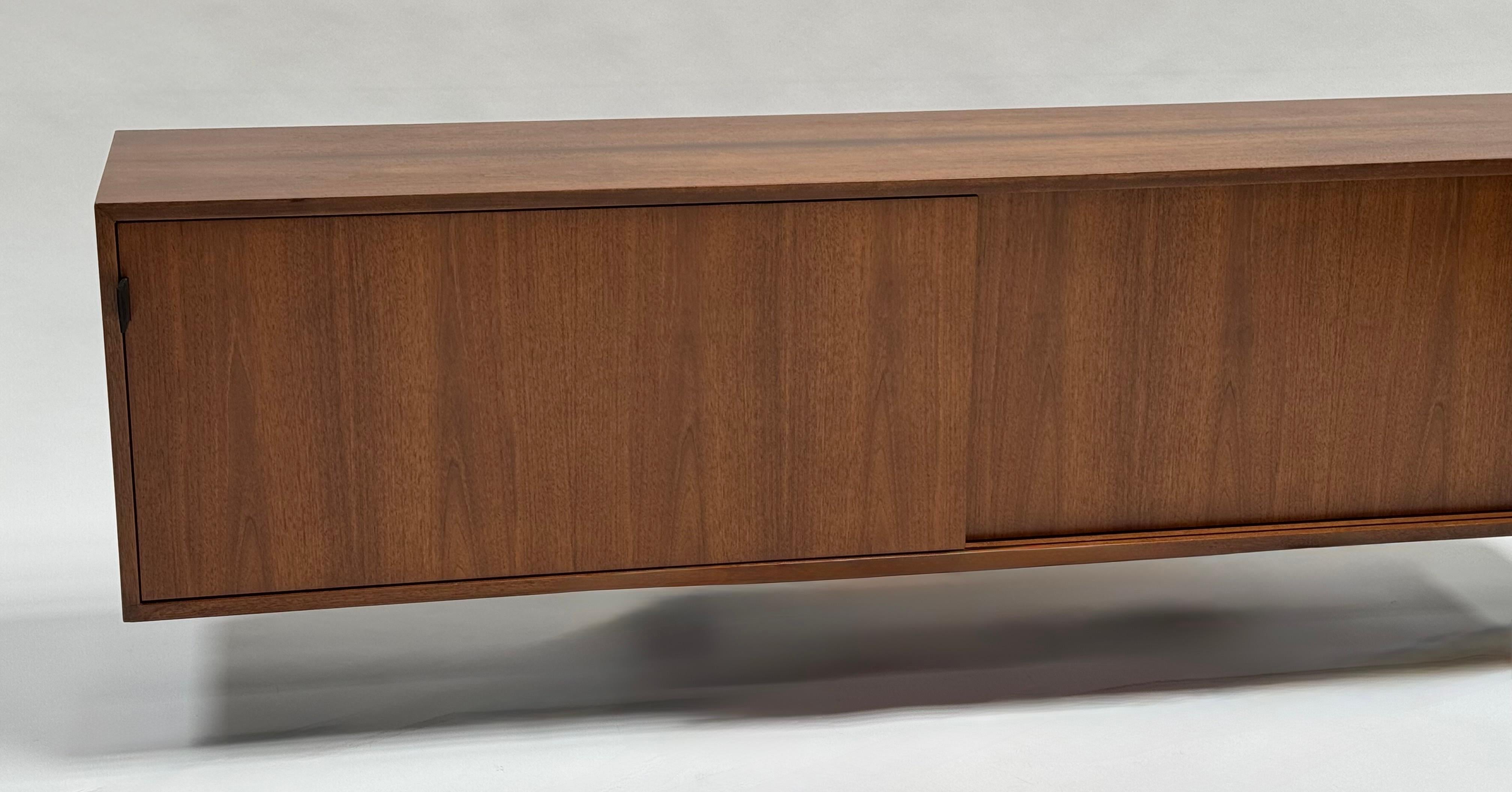 American Wall Hanging Knoll Credenza in Walnut For Sale