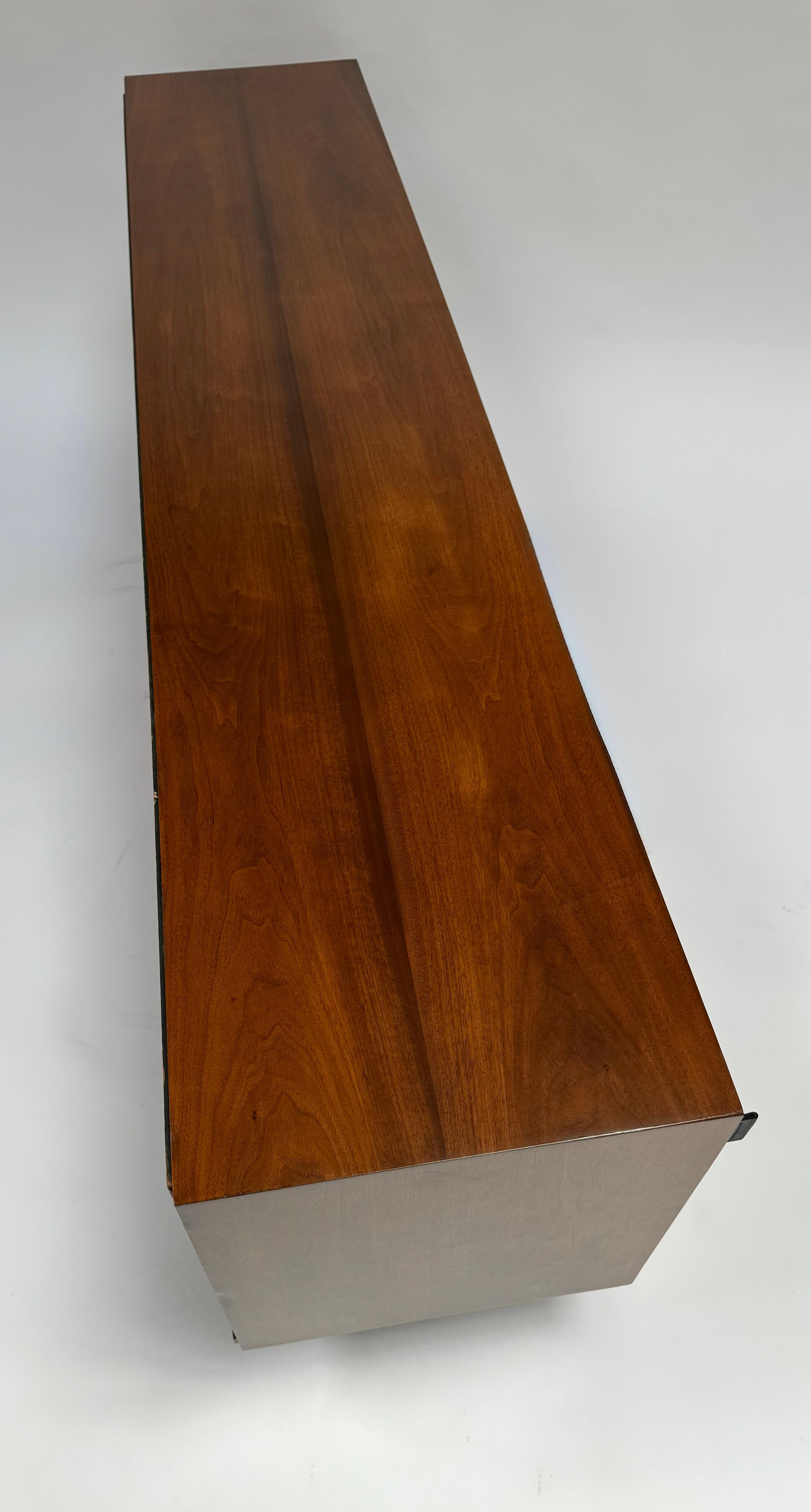 Leather Wall Hanging Knoll Credenza in Walnut For Sale