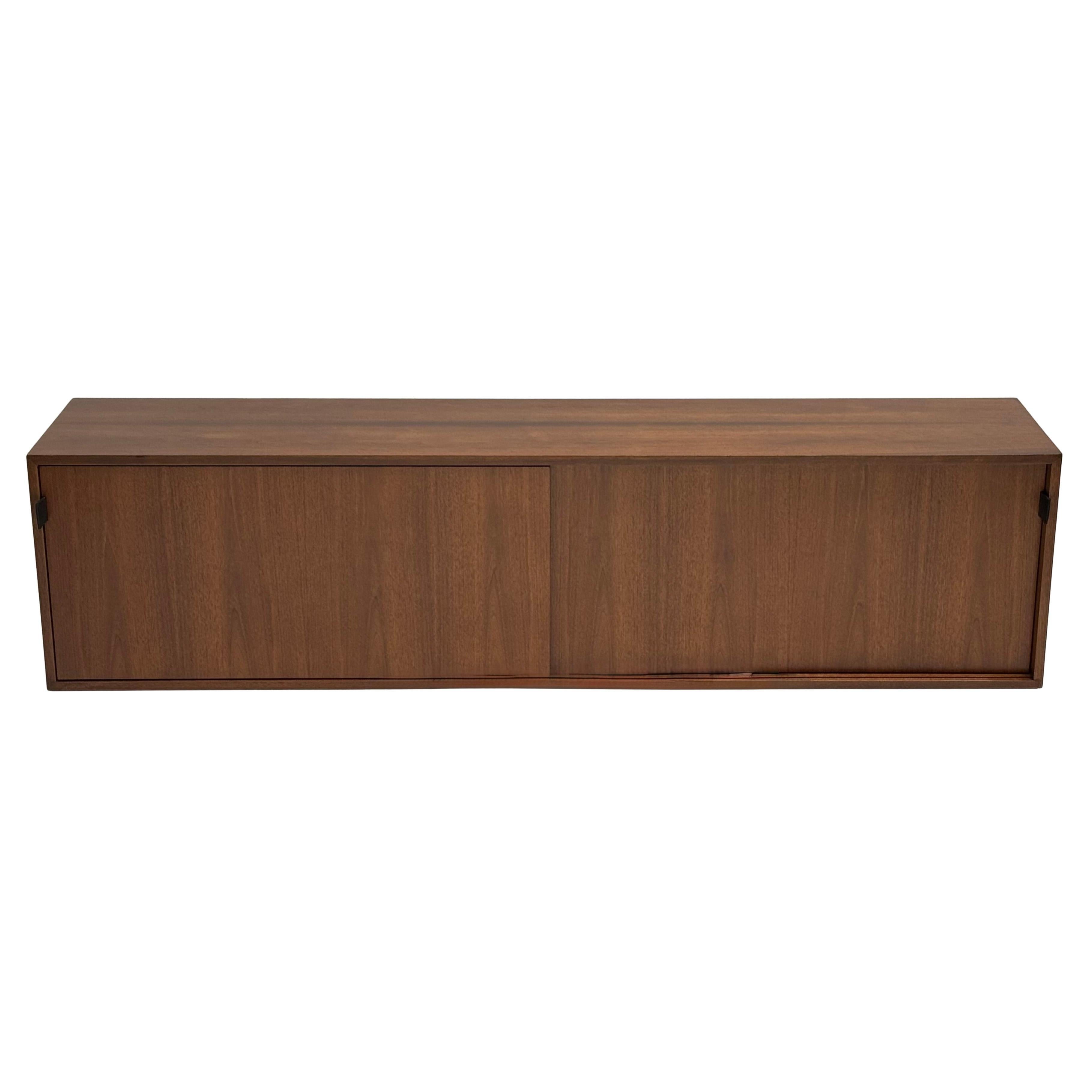 Wall Hanging Knoll Credenza in Walnut For Sale